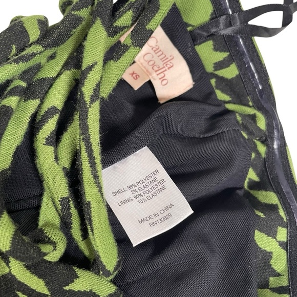 Camila Coelho Size XS Seraphina Corset Top in Green & Black Houndstooth - Picture 6 of 8